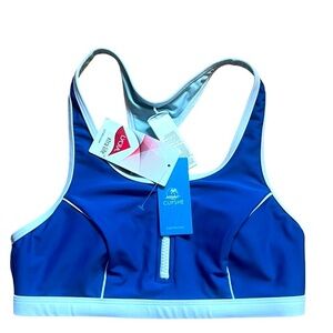 **NWT CUPSHE Small Blue Zippered Bikini Top**